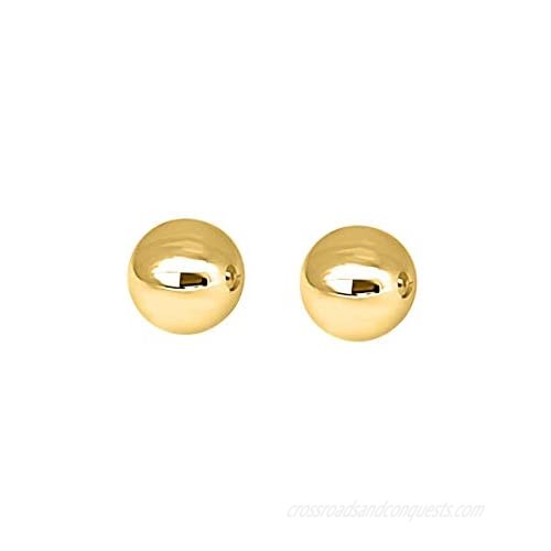 10K Solid Yellow Gold Ball Earring/ Stud Earrings ( 4MM - 7MM ) For Women's With Secure Push Back