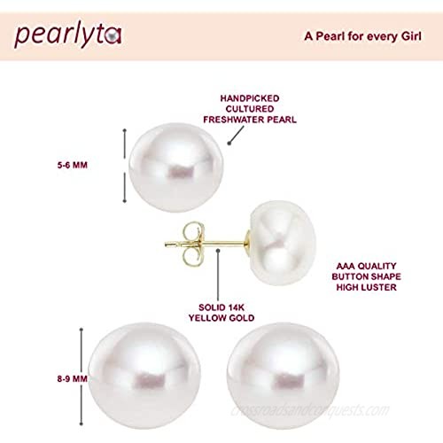 14k Gold Freshwater Cultured Pearls - Double Set Earrings - Handpicked AAA + Quality Pearl Earrings
