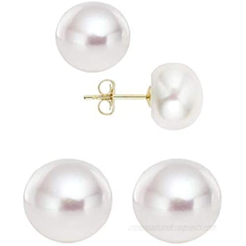 14k Gold Freshwater Cultured Pearls - Double Set Earrings - Handpicked AAA + Quality Pearl Earrings