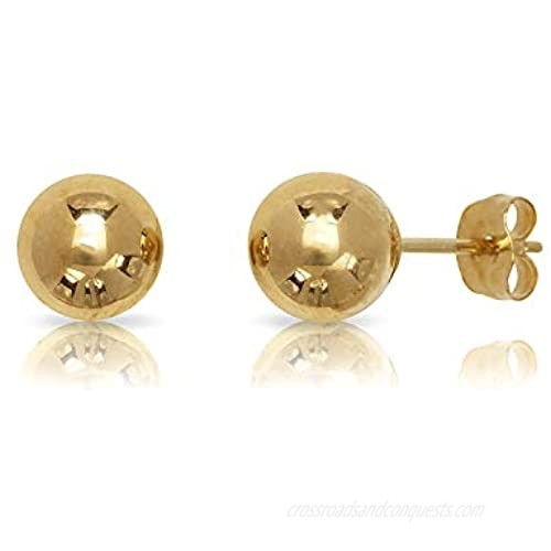 14k Yellow Gold Ball Stud Earrings Pushback 3 4 5 6 7 8 MM