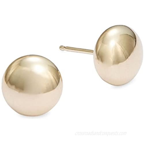 14K Yellow Gold Flat Button Ball Earring from 3mm to 10mm