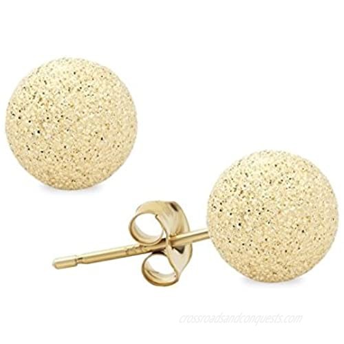 14K Yellow Gold Laser Cut Ball Studs Earrings Glimmer Stardust (4mm - 8mm)