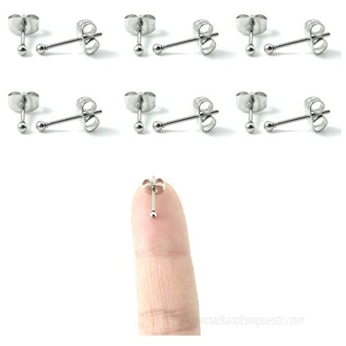 6 Pairs 14K Gold Plated 316L Surgical Steel Cartilage Piercing Tiny Stud Earrings 20G  Style Ball - Pearl - Cubic Zirconia - Disc  Color Gold - Silver - Rose Gold - Black  Diameter 1mm to 3mm…