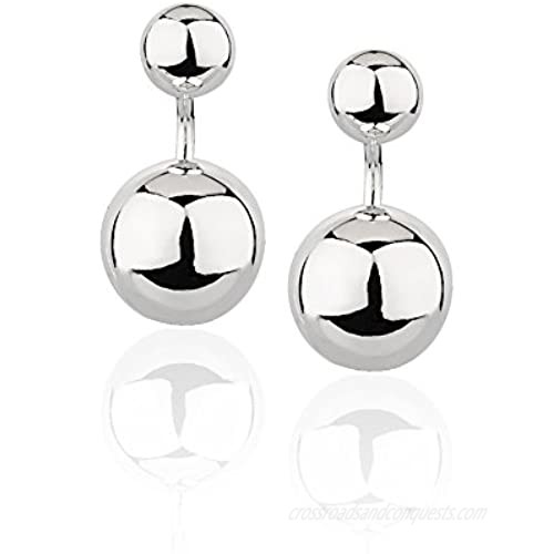 925 Sterling Silver Round Sphere Ball Stud Earrings w/or w/out Ear Jacket 4-12 mm