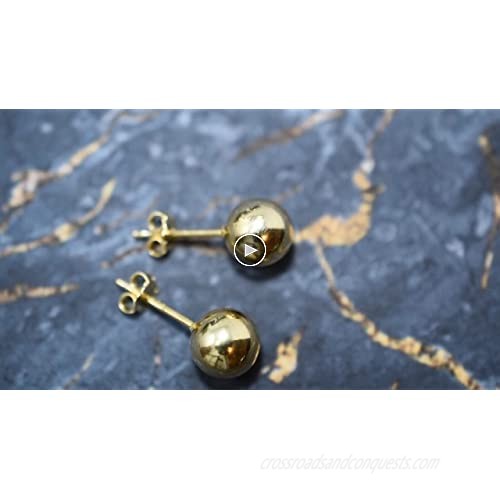 AceLay 14k Gold Plated Sterling Silver Ball Stud Earrings 3mm-8mm Hypoallergenic Women & Girls Studs Earring