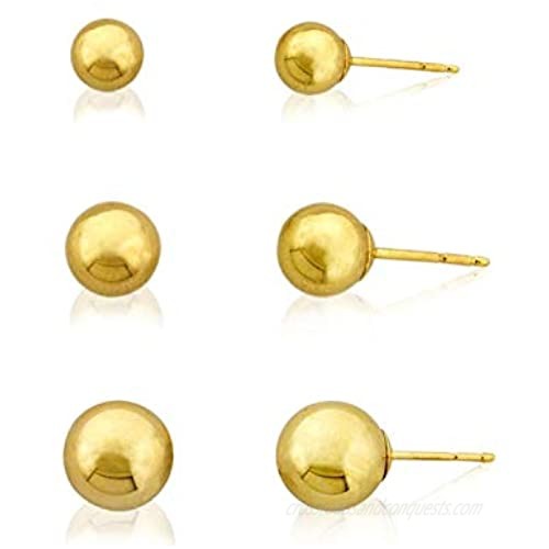 AVORA 3-Pair Polished Ball Earrings Set in 10K/14K Gold  Sterling Silver and Gold-Filled