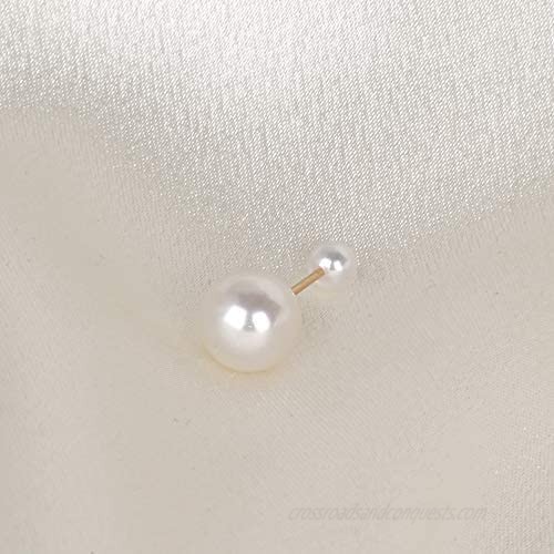 EVA 14K Yellow Gold 4-8mm's Pearl Ball Helix Tragus Barbell Studs Piercing Earrings