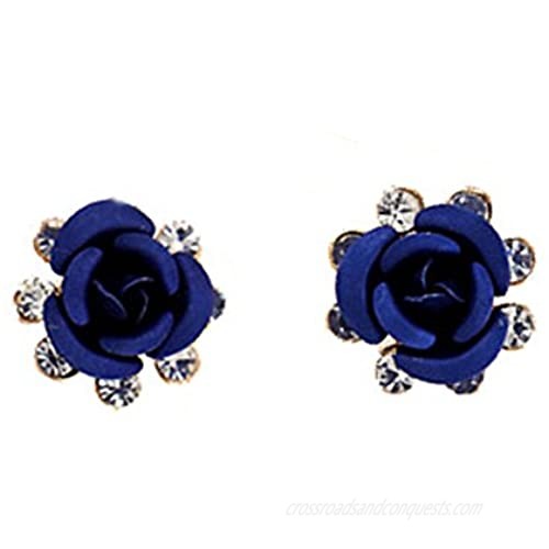 Fashion Earrings Rose Flower Earrings With Diamond Ear Studs Earrings