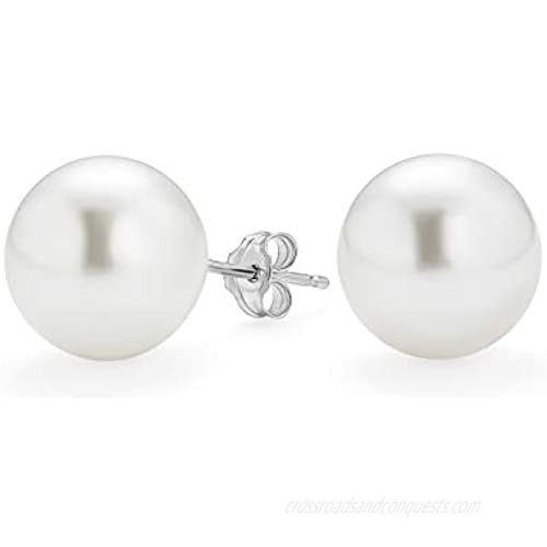 Fashion Simple Simulated Pearl Stud Ball Earrings For Women For Teen Sterling Silver Grey White Pink Yellow 9MM
