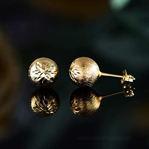Gold Plated 16mm Engraved Ball Stud Earrings