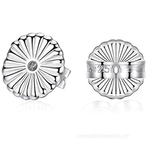 JORA 925 Sterling Silver Hypoallergenic Secure Earring Backs for Stud Earrings (4pcs)