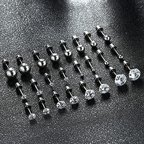 Jstyle 12 Pairs 20G Tiny Stud Earrings for Women Men Barbell Ear Stud Piercing Stainless Steel Minimalist Round CZ Ball Cartilage Earrings Set