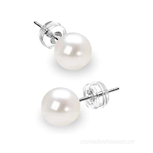 Jugalstar Pearl Stud Earrings Freshwater Pearl Ear Rings Hypoallergenic Earrings 4mm-12mm for Women Bridesmaids Gifts