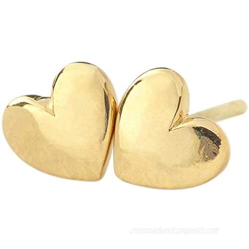 Lifetime Jewelry Heart Stud Earrings 24k Gold Plated - Safe for Sensitive Ears - Women or Men