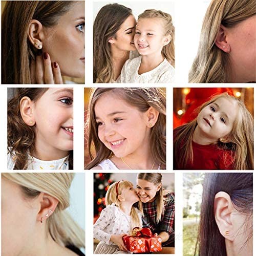MANVEN 14K Gold Plated Stainless Steel Hypoallergenic Tiny Initial Letter Studs Earrings for Women and Little Girls