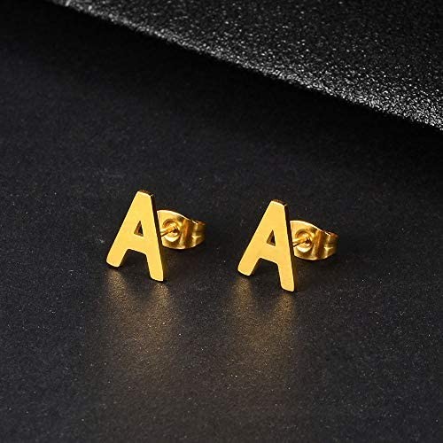 MANVEN 14K Gold Plated Stainless Steel Hypoallergenic Tiny Initial Letter Studs Earrings for Women and Little Girls