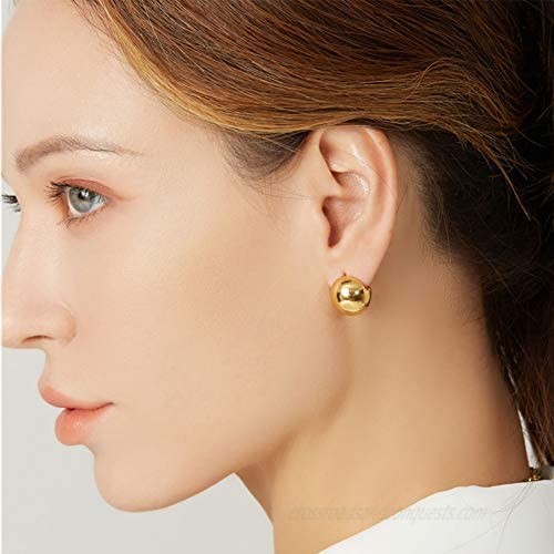 Matte Gold Hoop Earrings for Women Ball Stud Earrings Round Huggies Earrings Jewelry Gift…