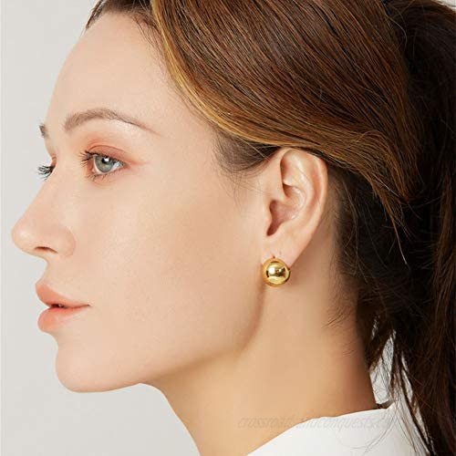 Matte Gold Hoop Earrings for Women Ball Stud Earrings Round Huggies Earrings Jewelry Gift…