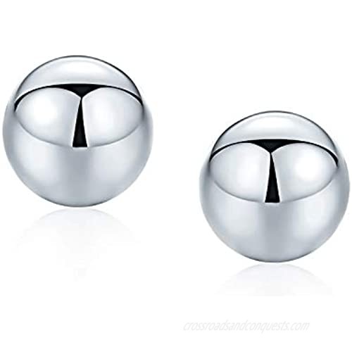 Minimalist Plain Simple Round Bead Ball Tragus Cartilage Stud Earrings For Women For Teen Shiny Polish .925 Sterling Silver 2-10 MM Sizes