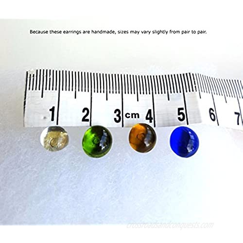 Moneta Jewelry Stud Earrings Recycled Glass Ball Handmade Fair Trade Beautiful Gift for Women