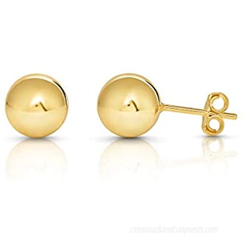 NYC Sterling Women Gold Plated Ball Studs in Sterling Silver 3-10MM