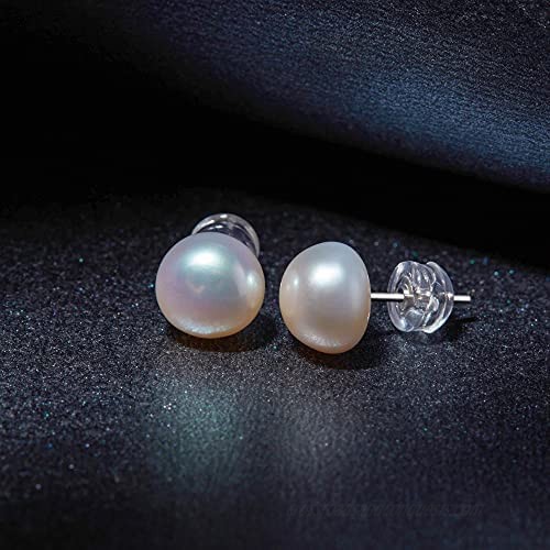Pearl Earrings PRINCE GERA Freshwater Cultured Pearls Stud Earring 925 Sterling Silver Simple Design Ear Rings Gift for Women 3-10mm