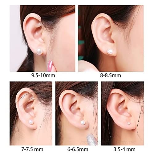 Pearl Earrings PRINCE GERA Freshwater Cultured Pearls Stud Earring 925 Sterling Silver Simple Design Ear Rings Gift for Women 3-10mm