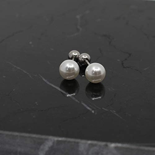 Pearl studs earrings 4mm 6mm Screw back ball earrings Surgical steel posts cute earrings