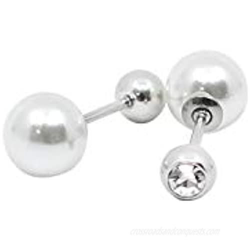 Pearl studs earrings 4mm 6mm Screw back ball earrings Surgical steel posts cute earrings