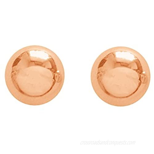 Ritastephens 14k Rose Pink Gold Ball Stud Post Earrings 3 4 5 6 7 8mm