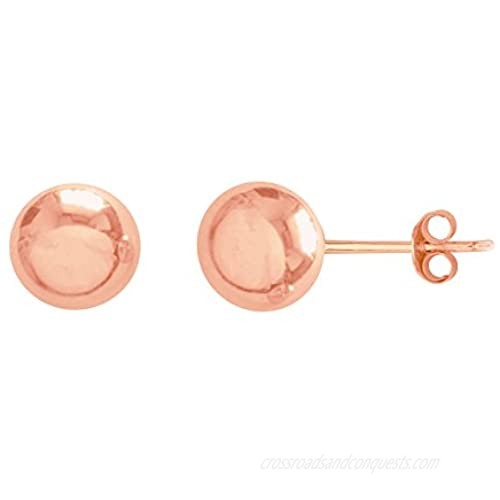 Ritastephens 14k Rose Pink Gold Ball Stud Post Earrings 3 4 5 6 7 8mm