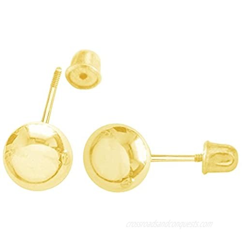 Ritastephens 14k Yellow Gold Ball Stud Post Earrings 3 4 5 6 7mm with Screw Backs