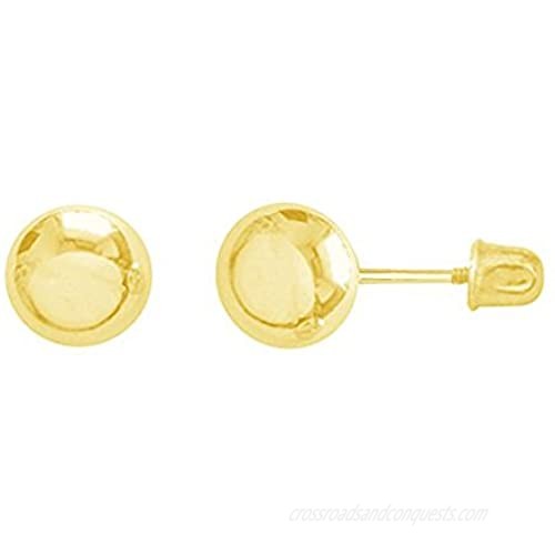 Ritastephens 14k Yellow Gold Ball Stud Post Earrings 3 4 5 6 7mm with Screw Backs