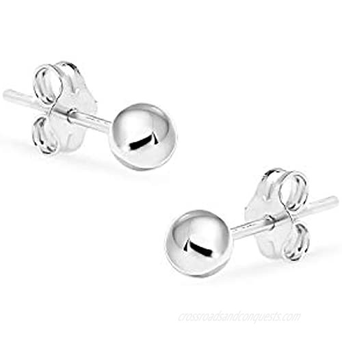Silverline Jewelry 925 Sterling Silver Bead Ball Stud Earrings | 2mm-11mm