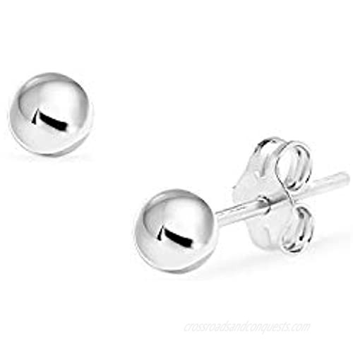 Silverline Jewelry 925 Sterling Silver Bead Ball Stud Earrings | 2mm-11mm