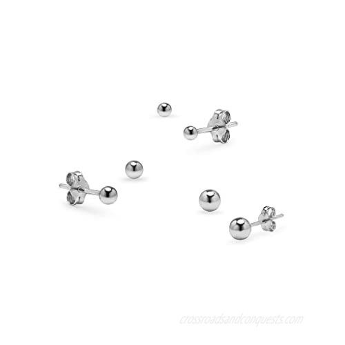 Silverline Jewelry Sterling Silver Small Round Bead Ball Stud Earrings 2mm 3mm & 4mm