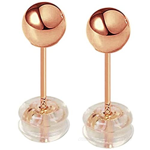 Sinya Solid 18K Gold Stud Ball earrings High Polished for Unisex