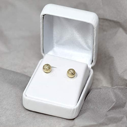 Solid 14K Gold Hammered Finish Ball Stud Earrings for Women and Girls