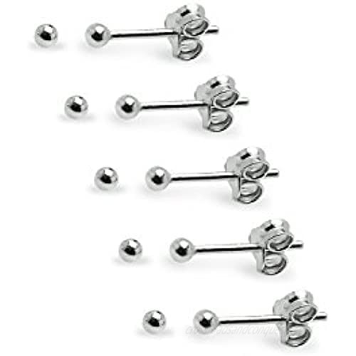 Sterling Silver 2mm & 3mm Small Round Bead Ball Stud Earrings for Cartilage Nose Lips 5 or 10 Pairs Choose Your Set
