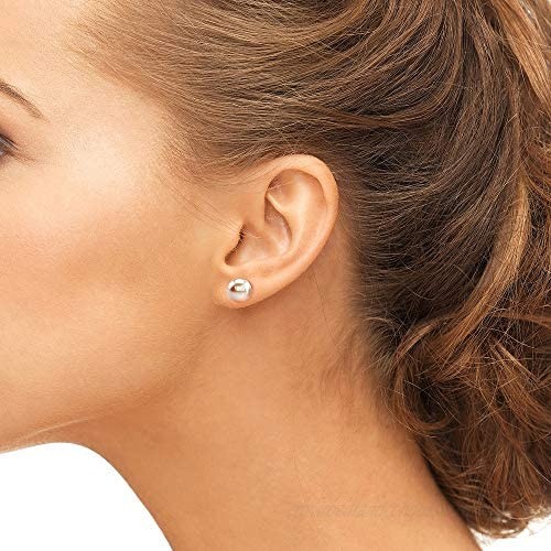 THE PEARL SOURCE 14K Gold AAAA Quality Round Peach Freshwater Cultured Pearl Stud Earrings for Women