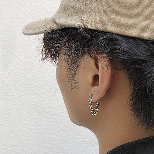Tiny Ball Chain Tassel Drop Dangle Stud Earrings for Women Girls Stainless Steel Hypoallergenic Simple Dangling Studs Cartilage Tragus Post Pin Punk Rock Jewelry Birthday Party Gift for Friend