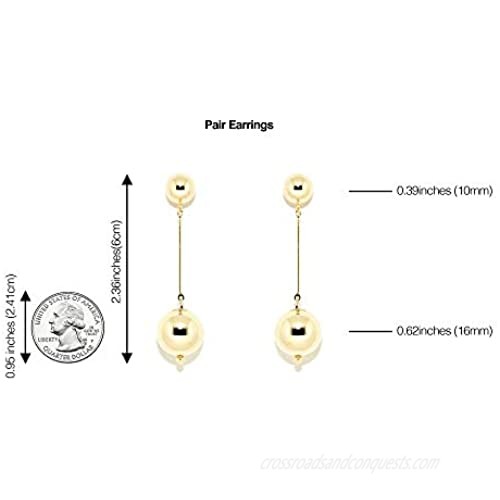 ViaTORY 20K Gold plated brass ball earring with 925 silver post with 20K gold plated c.c.b ball dropped earring for womens (Pair earring)