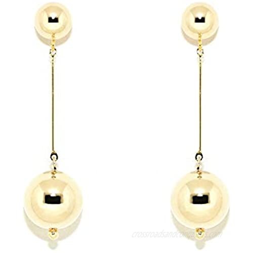 ViaTORY 20K Gold plated brass ball earring with 925 silver post  with 20K gold plated c.c.b ball dropped earring for womens (Pair earring)