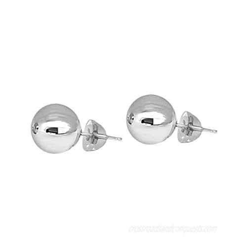 White Gold Plated Sterling Silver 3MM-6MM Ball Stud Earring's For Womens