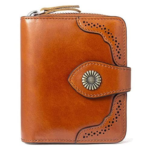 BOSTANTEN Leather Wallets for Women RFID Blocking Zipper Pocket Small Bifold Wallet Card Case