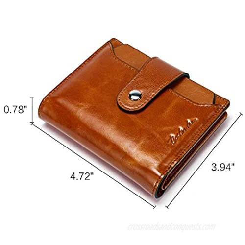 BOSTANTEN Small Leather Wallet for Women RFID Blocking Women's Bifold Walllet with Credit Card Holder Zipper Coin Pocket and ID Window Brown