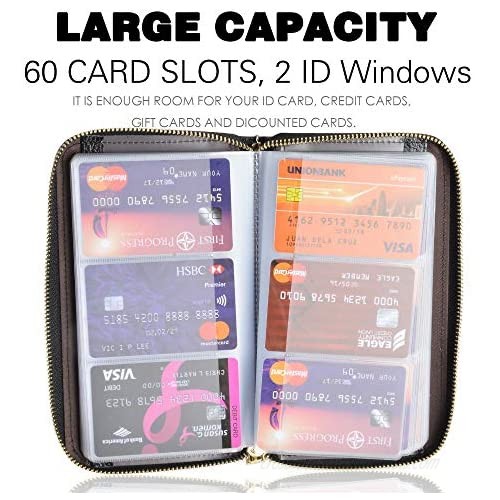 Easyoulife Credit Card Holder Wallet Womens Zipper Leather Case Purse RFID Blocking