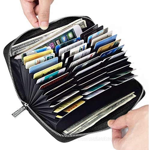 FEITH&FELLY Large Capacity Credit Card Wallet - Leather Secure RFID Wallet for Women 36 Slots