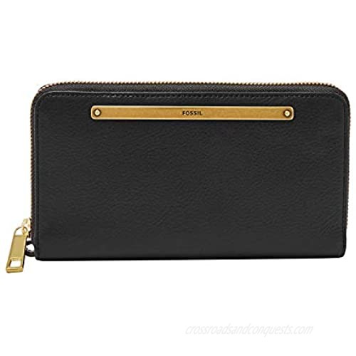 Fossil Women's Liza Leather Zip Around Clutch Wallet With Retractable Wristlet Strap