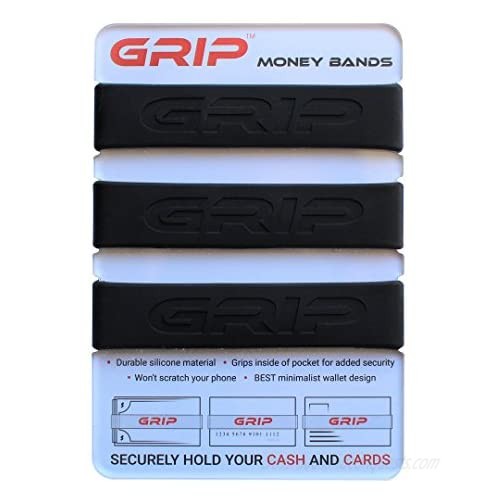 GRIP Money Bands (Set of 3) Minimalist Wallet Money Clip Alternative